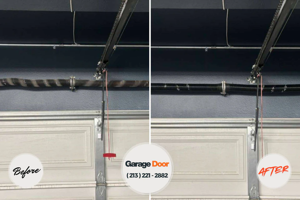 Before and after: garage door repair Morgan Hill, PA